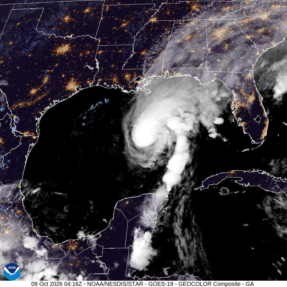 GOES-19 GeoColor Satellite Imagery - Gulf of America (October 9, 2026)