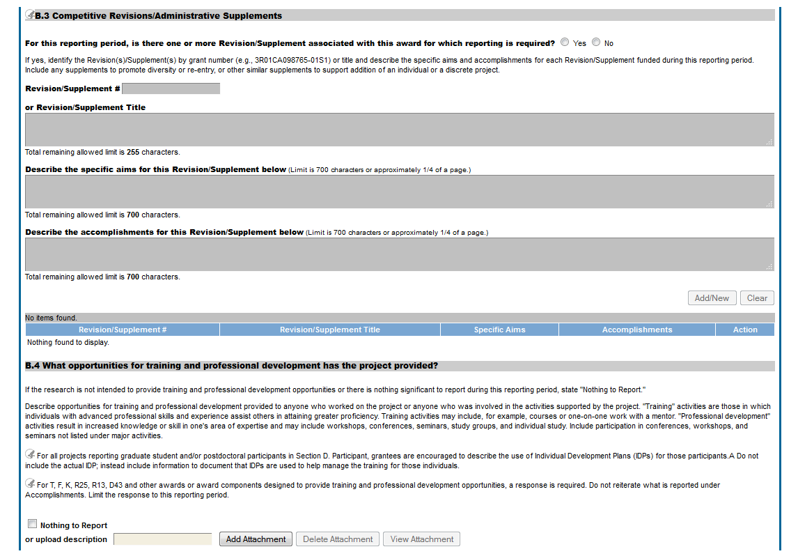 Form 13 Research Performance Progress Report RPPR and Final RP