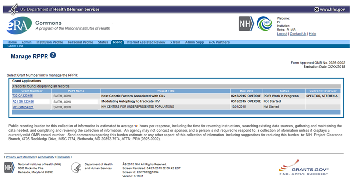 Form 13 Research Performance Progress Report RPPR and Final RP