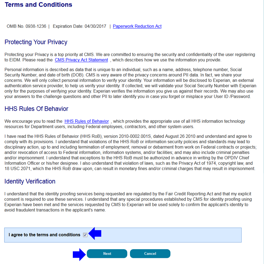 Terms and Conditions Page