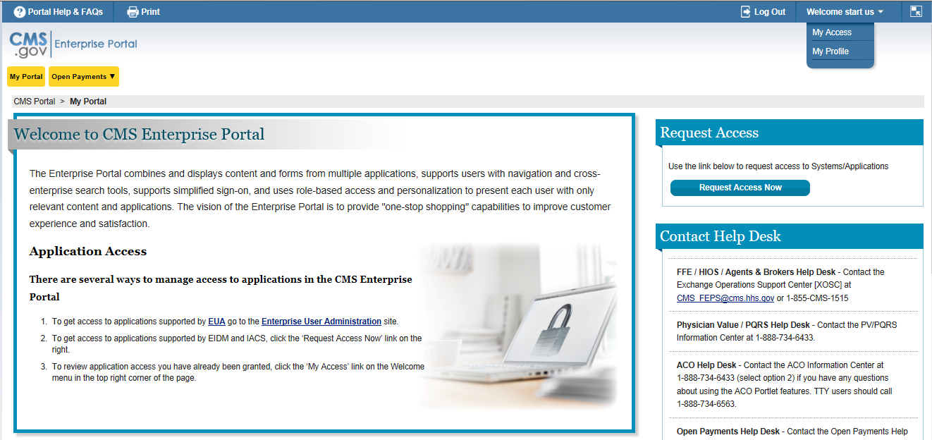 CMS Portal Home Page