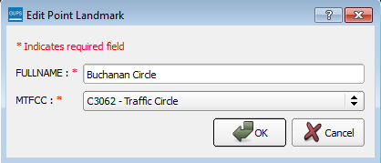 Edit point landmark dialog box