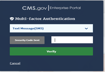 CMS Enterprise Portal - Enter Security Code 