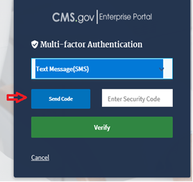 CMS Enterprise Portal - Send Code