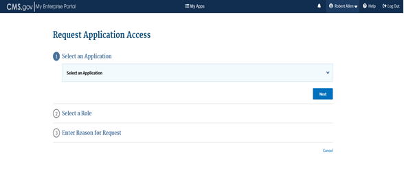 Request Application Access Page