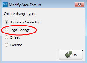 Modify area feature choose change type