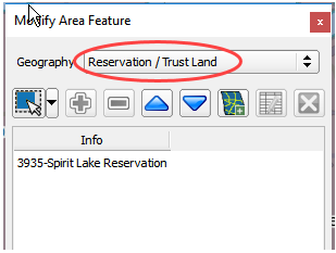 Rservation/trust land appears in Geography field