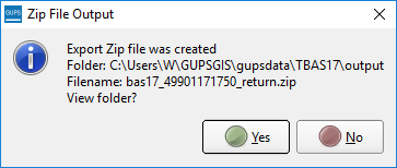 Zip file outpiut dialog box