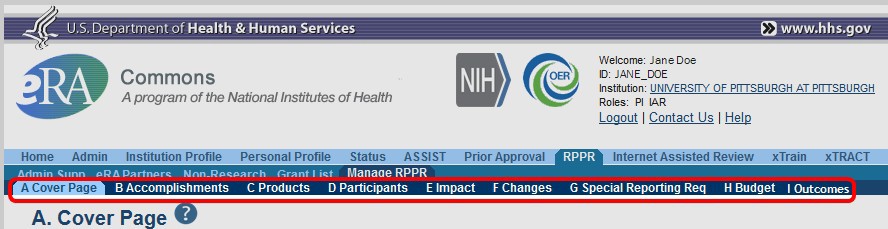 RPPR Instruction Guide OMB 0925 0002