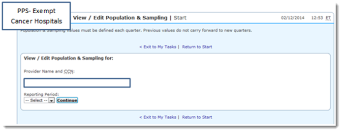 Screenshot - View/EDit Population & Sampling